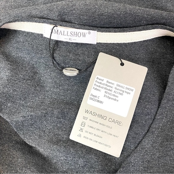 Smallshow Charcoal Grey Long Sleeve Nursing Top Size XL - Picture 5 of 7